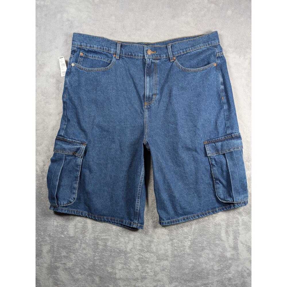 RSQ Denim Shorts Mens 40 Waist Cargo Pockets Jort Casual Streetwear Dad Outdoors